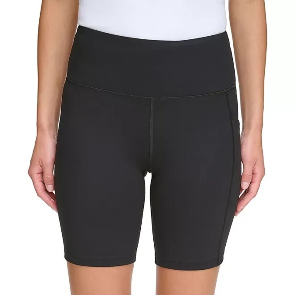 DKNY Womens Black High Rise Biker Shorts Side Pocket XS